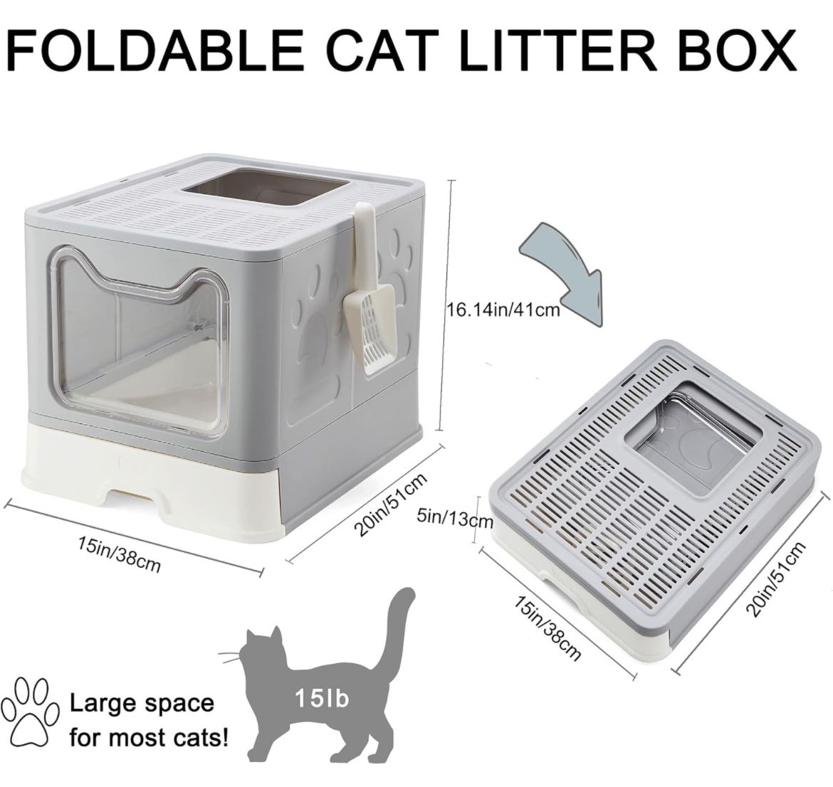 Foldable Cat Litter Box with Lid