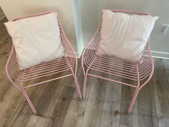Set of 2 Pink Patio Chairs with Cushions