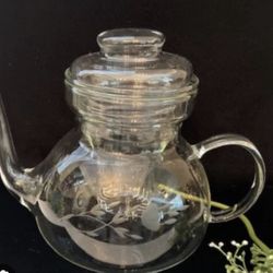 Vtg Princess House Exclusive Heritage Etched Glass Teapot w Lid & Infuser ( no box)