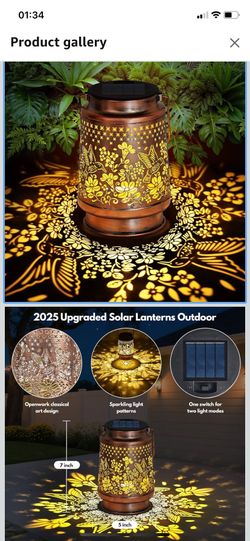 Solar Lantern Outdoor Lamp Waterproof Decorations Garden Decor, Christmas Birthday Gifts for Women, Mom, Grandma Decorative Garden, Yard, Patio, Lawn,