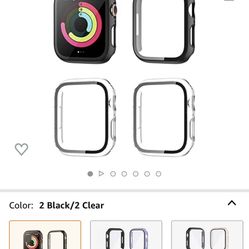 4 Pack Compatible with Apple Watch Series 7 Case 41mm with Tempered Glass Screen Protector, HASDON Hard PC Ultra-Thin Full Coverage Cover Bumper Shock