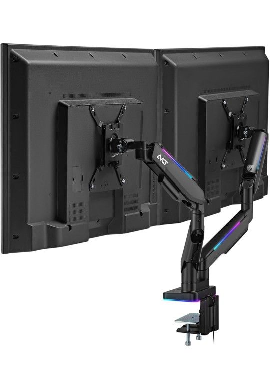 AVLT RGB Lights 17”-43” Gaming Monitor Arm Desk Mount, Fits Flat/Curved/Ultrawide Screen up to 44lbs(20kg), Height Swivel Tilt Adjustable