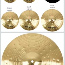 Cymbal Pack Alloy Cymbals Drum Cymbal Set 14"/16"/18"/20" Plus Free Cymbal Bag 5 Pieces Cymbals for Drum Set