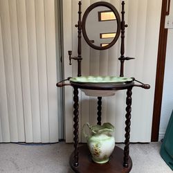 Antique Wash Bowl Stand And Pitcher