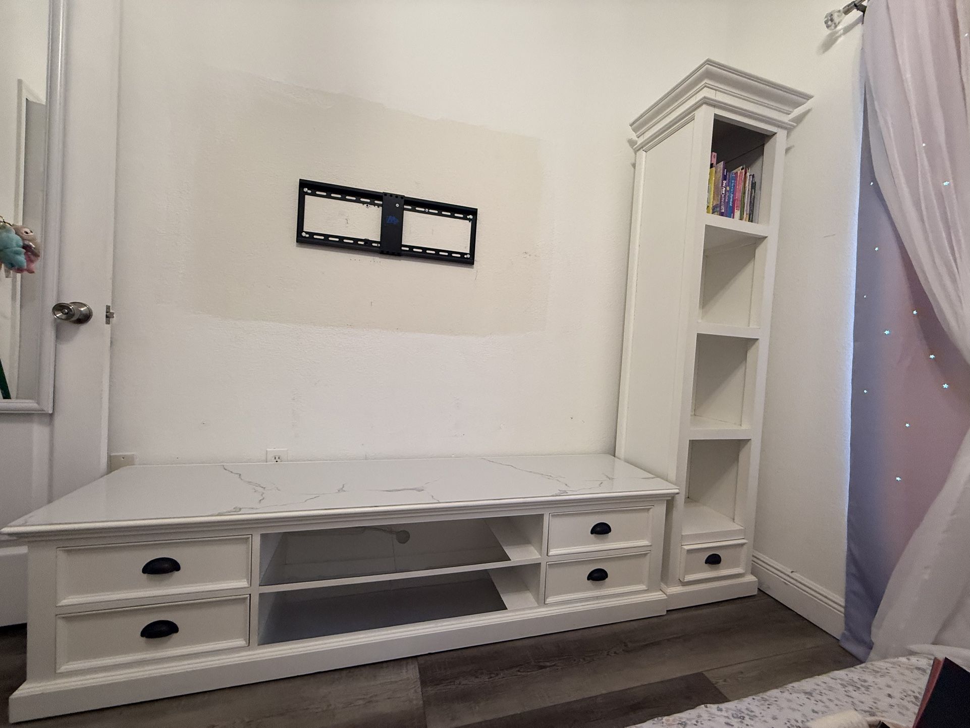 Wood TV Stand And Bookcase