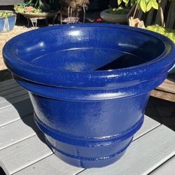 Blue Plastic Pot: 22”W x 16”H