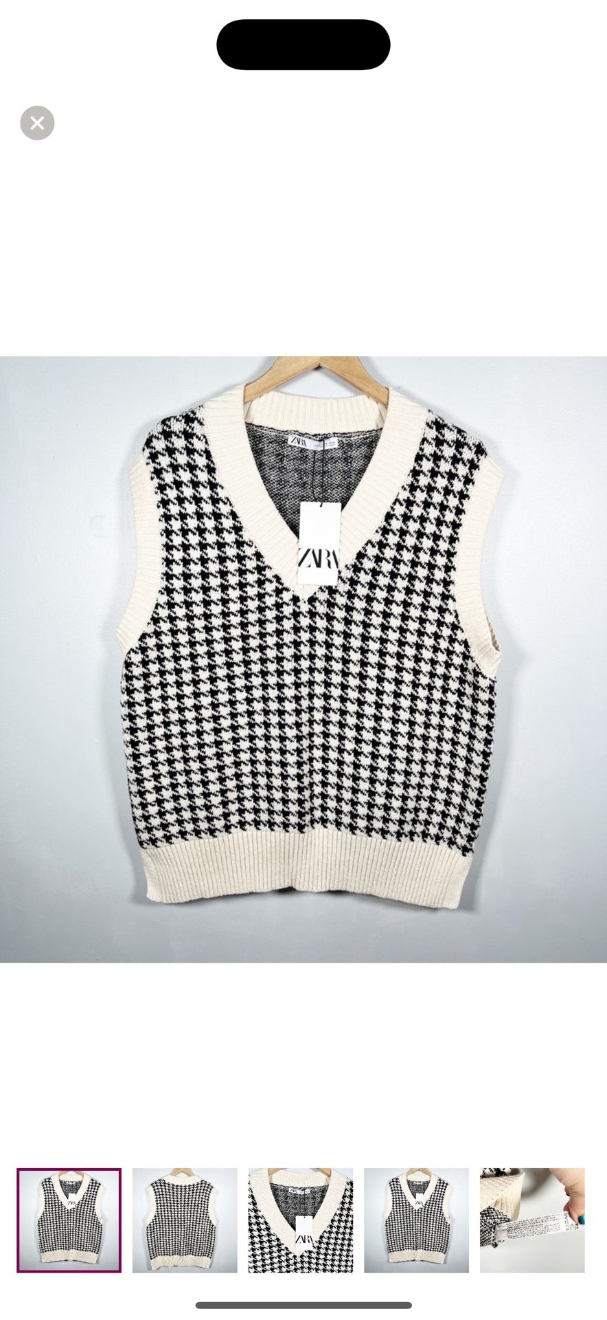 ZARA Oversized Houndstooth Sweater Vest