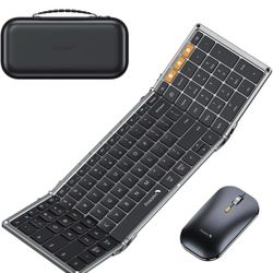 ProtoArc Foldable Keyboard and Mouse, XKM01 Folding Bluetooth Keyboard Mouse Combo for Business and Travel, 2.4G+Dual Bluetooth Full-Size Portable Key