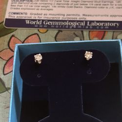 real 1/2 carat diamond earrings on 14k white gold