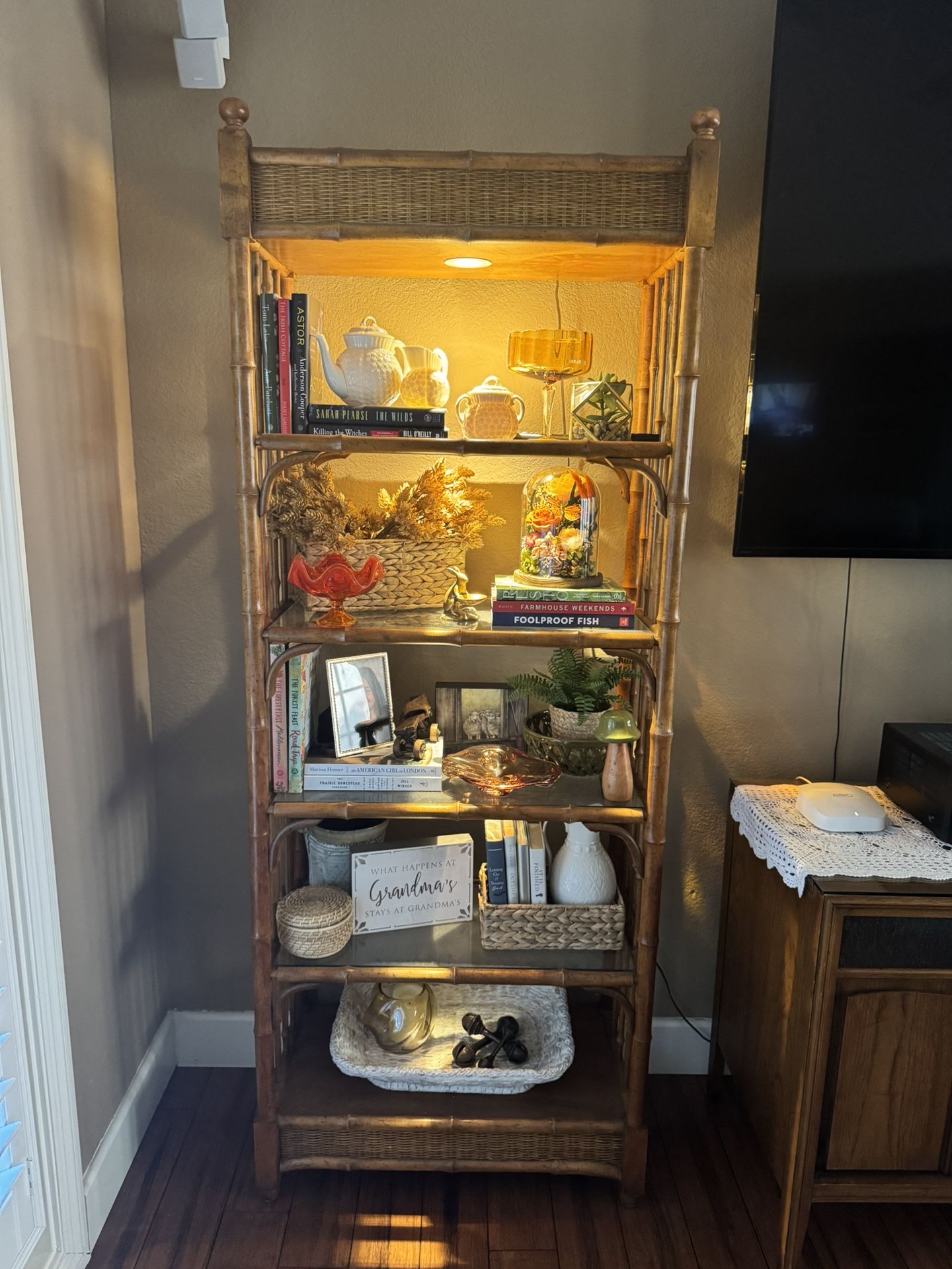 Bamboo And Glass Bookshelves