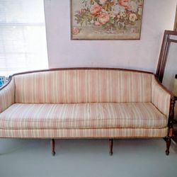 Vintage Striped Settee Sofa - Solid Wood Frame - Great for Reupholstering | Atlanta Pickup
