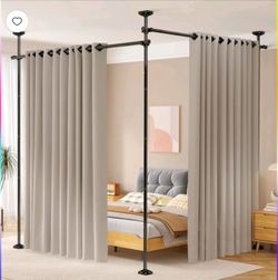 Room Dividers Curtain Rod No Drilling, 4-10ft(H) 28-114inch(W Adjustable Room Separator for Space Partition, Heavy Duty Floor to Ceiling Tension Rod, 