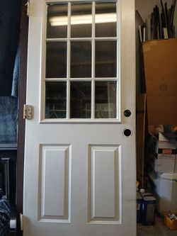 White metal Door with 9-Lite Glass Panel