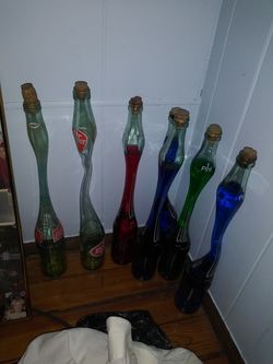 Coke blown glass 6 bottles