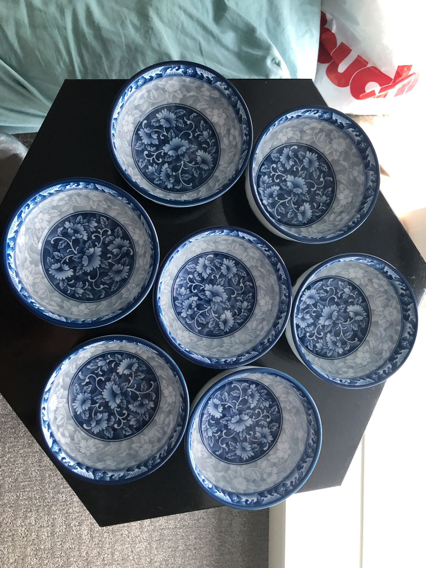 7 New, Korean deep bowls, diameter 4.5, all for $30