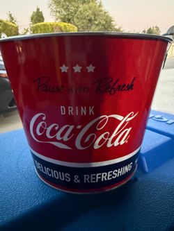 Coca Cola Red White and Blue Tin Bucket