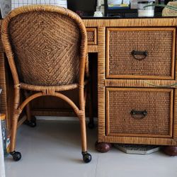 Rattan Desk and Chair