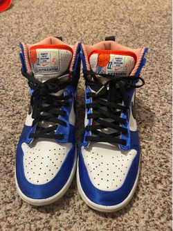 Blue and white jordan’s