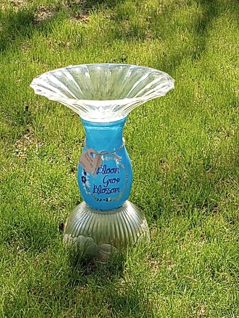 Pretty Small Blue Crystal Birdbath 16Tx13W π¦π·πBuy 2 Or 3 Get Free Solar Fountain