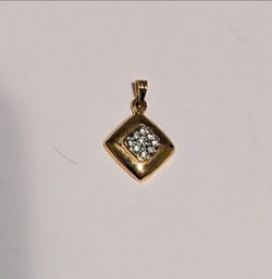 Nedeira Creations Gold Tone Diamond Shape Pendant with Stone Rhinestone Clusters