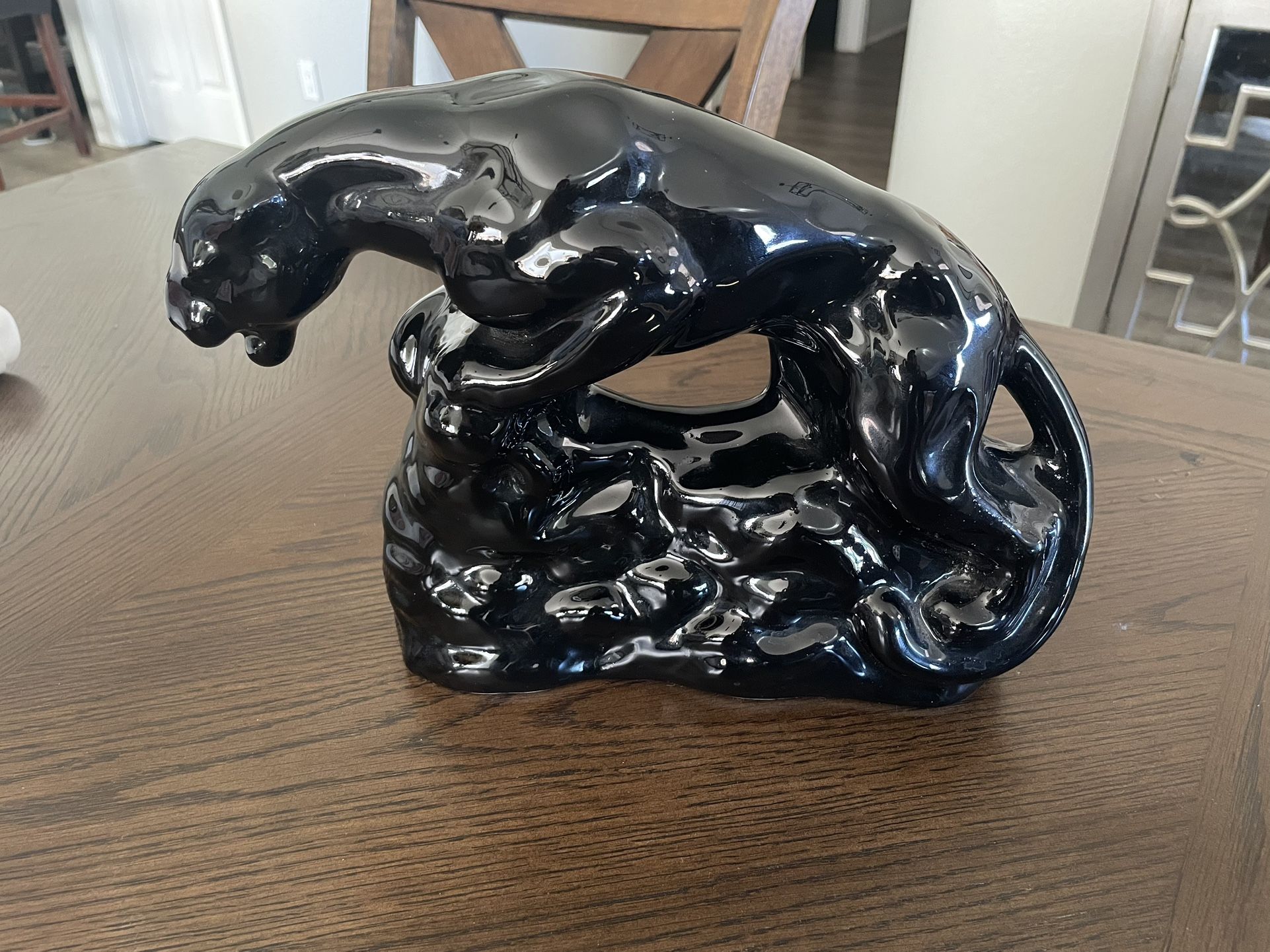 Vintage MCM Ceramic Panther Statue Table Lamp