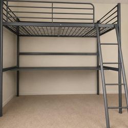 Twin Silver Grey Ikea Loft Bed With Desk IKEA Svärta 