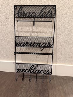 Black Metal Jewelry Organizer – Earrings, Necklaces & Bracelets