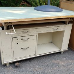 Vintage Industrial Drafting table.  Deskomatic.