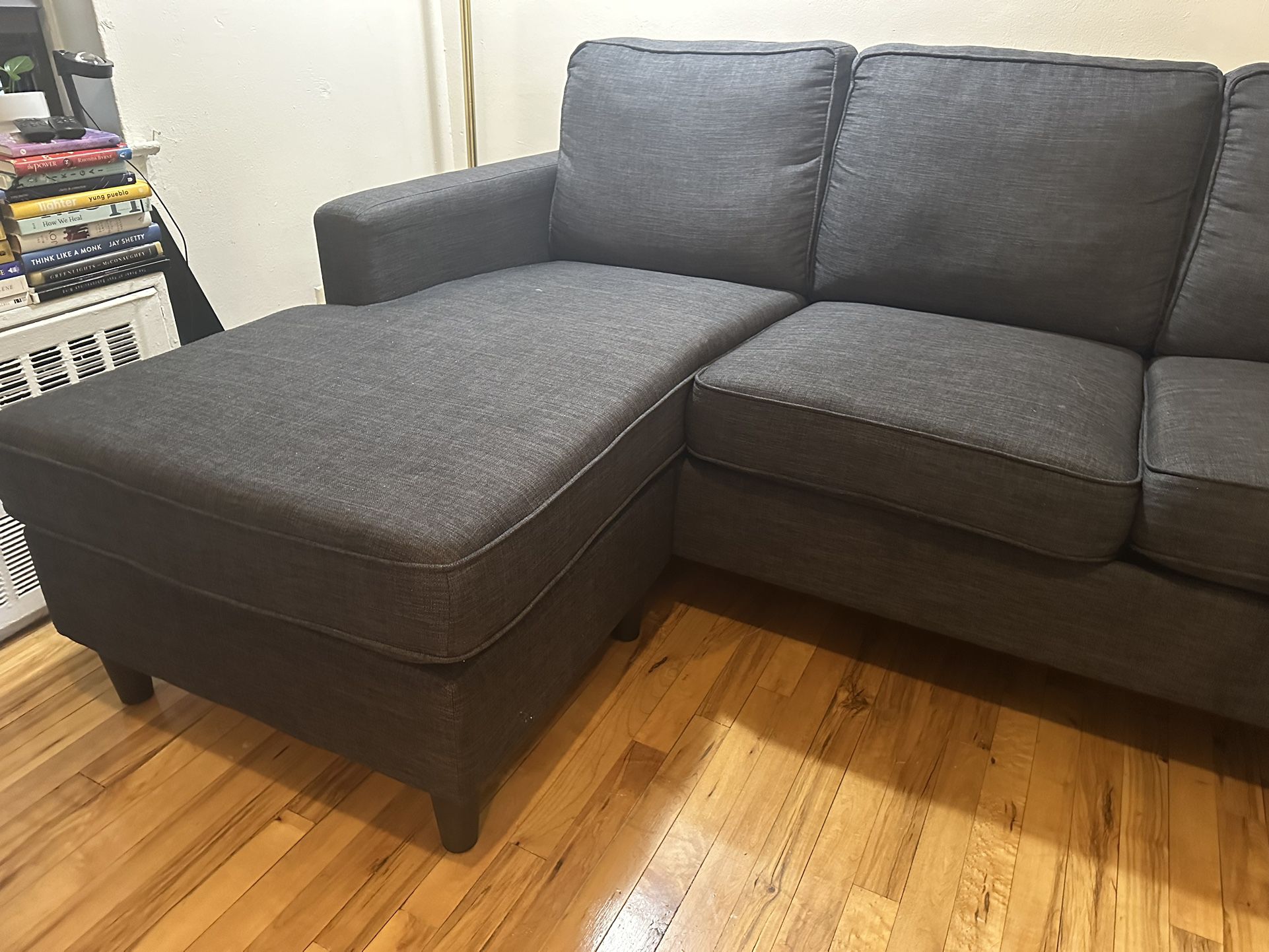 Dark Grey Blue 3 Seat Couch With Removable Chaisefpr Either Side 
