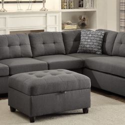 Polyester Grey Sectional 