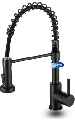 New in box Black Kitchen Faucet with Pull Down Sprayer - High Arc Spring 304 Stainless Steel Single Handle Single Hole Kitchen Sink Faucets with Dual 