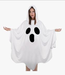 Ghost Halloween Adult Costume Cape with Hood