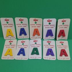 Vintage 1" Russ Alpha-Woody Stick-Ems 10 Pcs Letter "A" of the alphabet. 