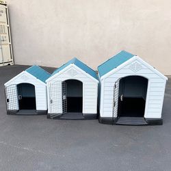 Brand New Plastic Dog House w/ Lock Door (Medium $80, Large $115, X-Large $160) All Weather Cage Kennel