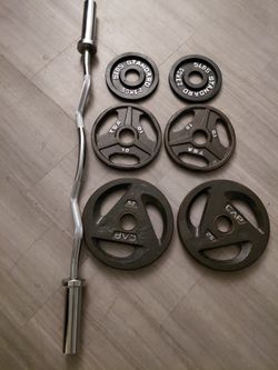 Olympic curl bar and weights