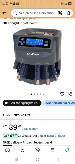 Nadex S540 Pro | Coin Counter, Sorter, and Wrapper | Sorts up to 300 Coins Per Minute | Comes with 48 Preformed Wrappers (Gray)