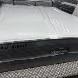 QUEEN SIZE SIMMONS BEAUTYREST HYBRID “MEDIUM” MATTRESS & BOX SPRING BED SET