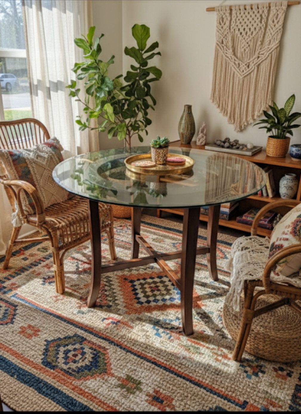 Crate & Barrel Glass Top Dining Table – 42” Round $200 OBO - eager to sell