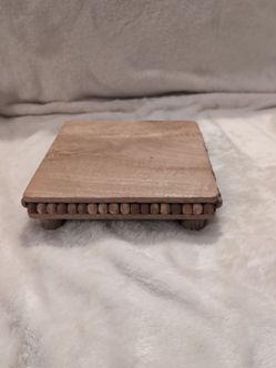 2 Rustic Wooden Riser Stands with Bead Detail