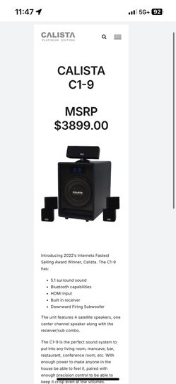 Calista 5.1 surround sound - center channel speaker with the receiver/sub