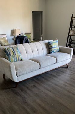 Mid-Century Modern 3-Seat Sofa Light Gray