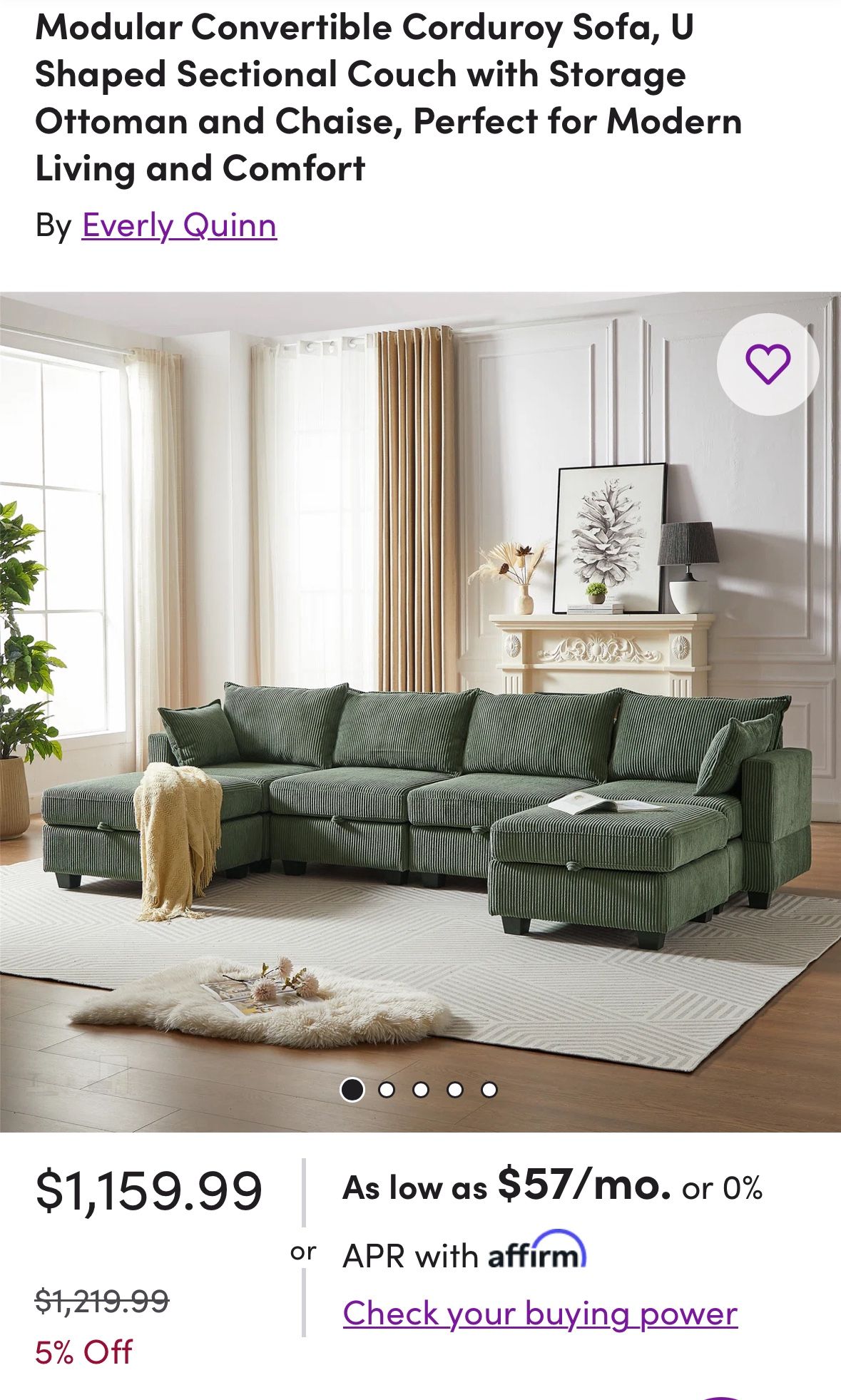 Modular Convertible Corduroy Sofa, U Shaped Sectional Couch with Storage Ottoman and Chaise, Perfect for Modern Living and Comfort