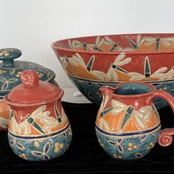 Collection Of Handmade Artisan Pottery Serving Pieces