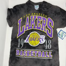 47 Brand Vintage Tubular Mens Los Angeles Lakers T Shirt Black NBA Retro Small