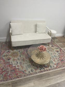 Love seat, Couch, Coffee Table, Rug, Ottoman