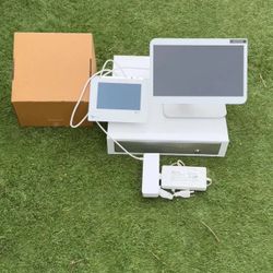 STORE PACKAGE POS SYSTEM DUO STATION TOUCH SCREEN REGISTER PLUS SETS PLUS CASH REGISTERS PLUS MONEY COUNTER AND STORE SIGNS 