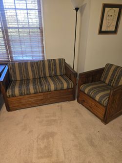 Wood Frame Loveseat and Chair Set