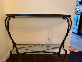 Glass and iron side table. Immaculate condition!