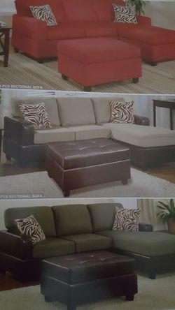 sectional sofa couch with ottoman and pillows
