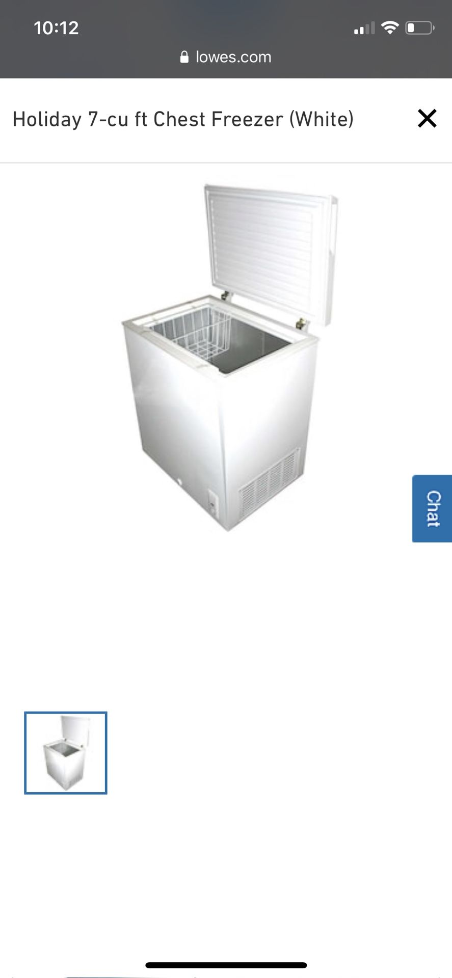 Holiday Chest Deep freezer 7 cubic ft . Works like new for Sale in